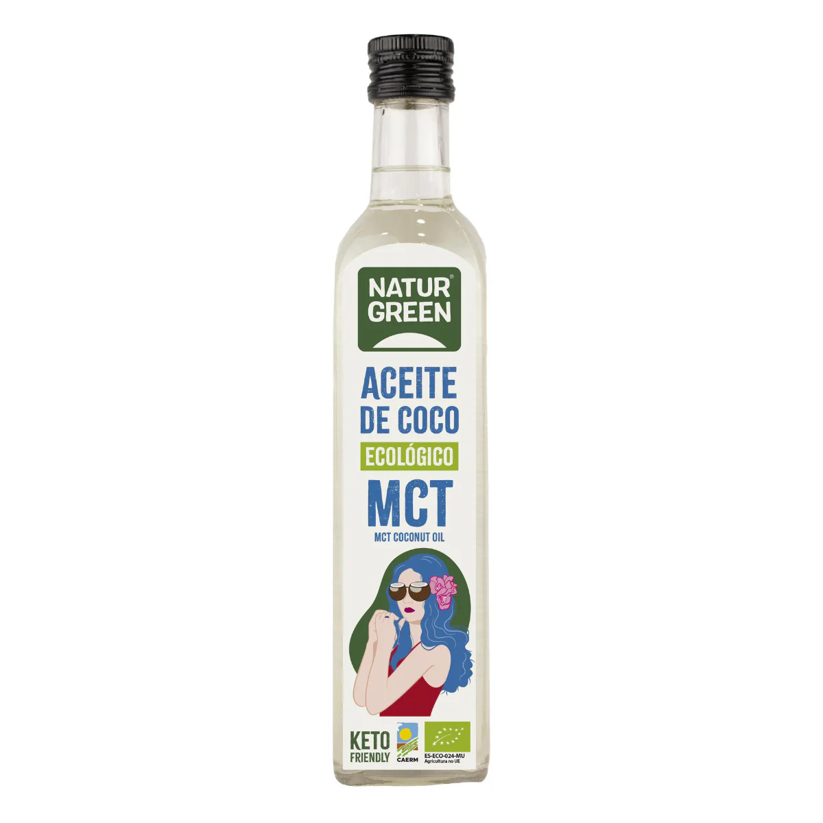 Aceite de Coco MCT Ecológico Naturgreen - 500 ml | Energía Cerebral Rápida | Sabor Neutro | Apto para Keto