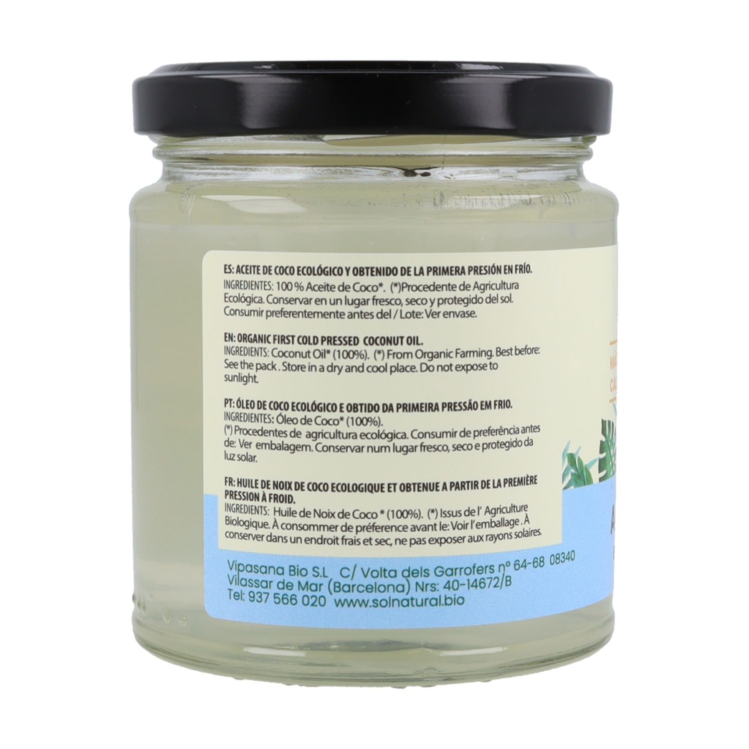 Aceite de Coco Virgen Extra Ecológico Sol Natural - 200 ml | Prensado en Frío | Multi-usos - Imagen 3