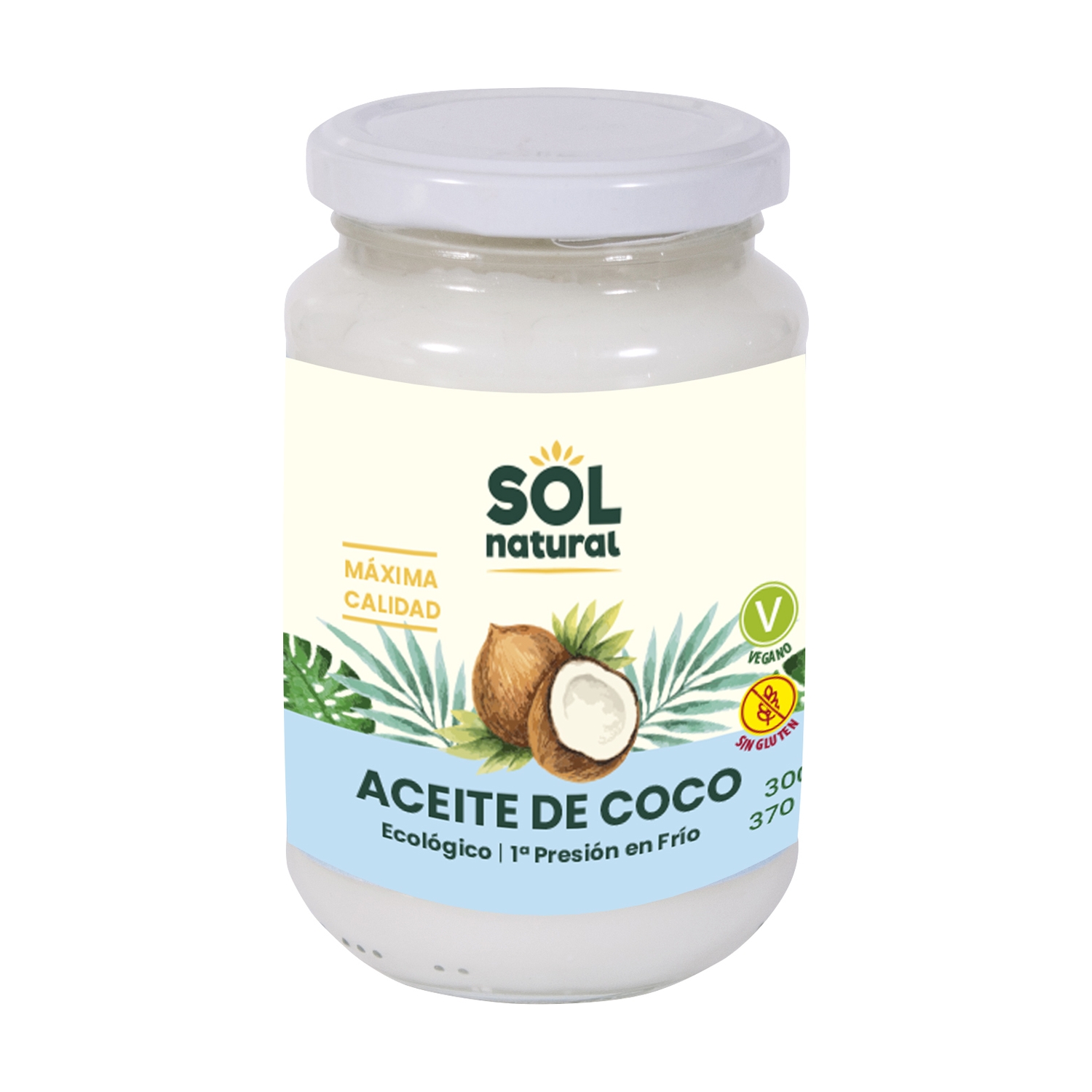 Aceite de Coco Virgen Extra Ecológico Sol Natural - 580ml | Prensado en Frío | Multi-usos