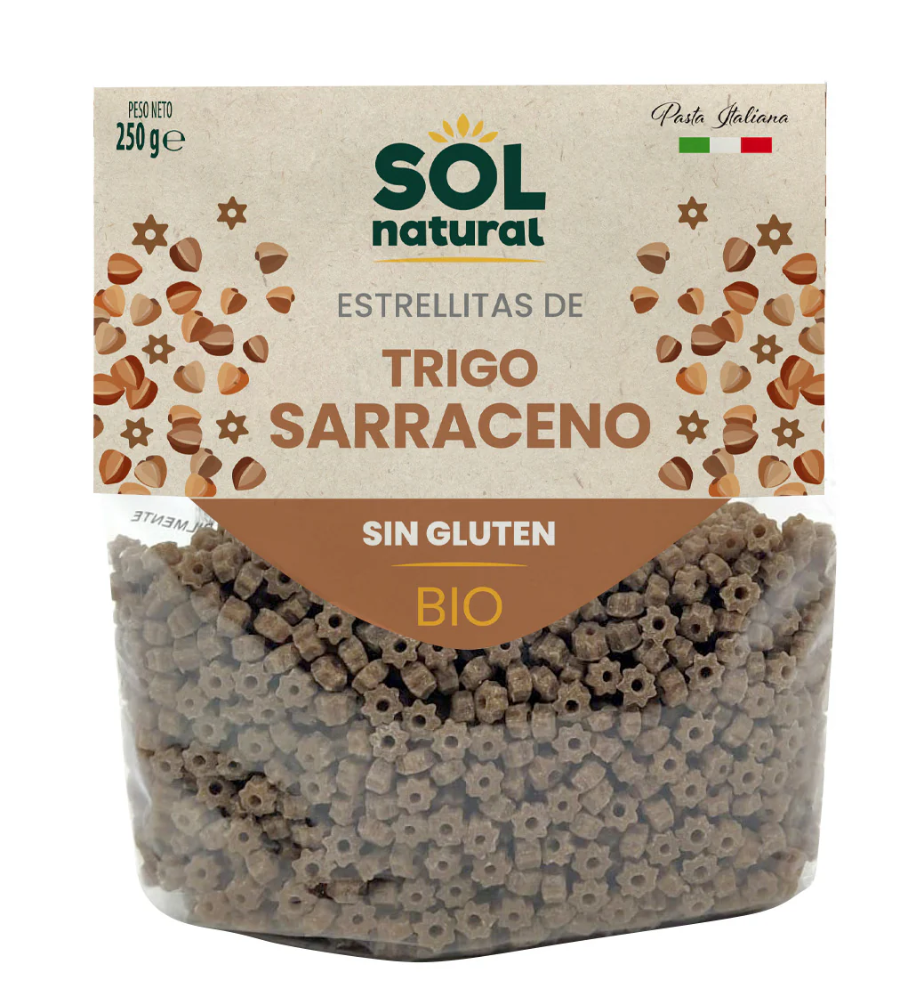 Estrellitas de Trigo Sarraceno Ecológicas 250g - Sol Natural | Sin Gluten, Veganas y Ecológicas