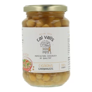 Garbanzos Cocidos Ecológicos Cal Valls - 220gr | Variedad Pedrosillana | En Tarro de Cristal