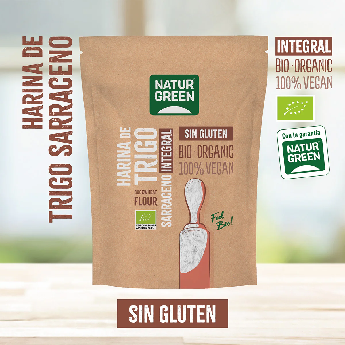 Harina de Trigo Sarraceno Ecológico 500g - Naturgreen | Sin Gluten, Nutritiva y 100% Natural - Imagen 2