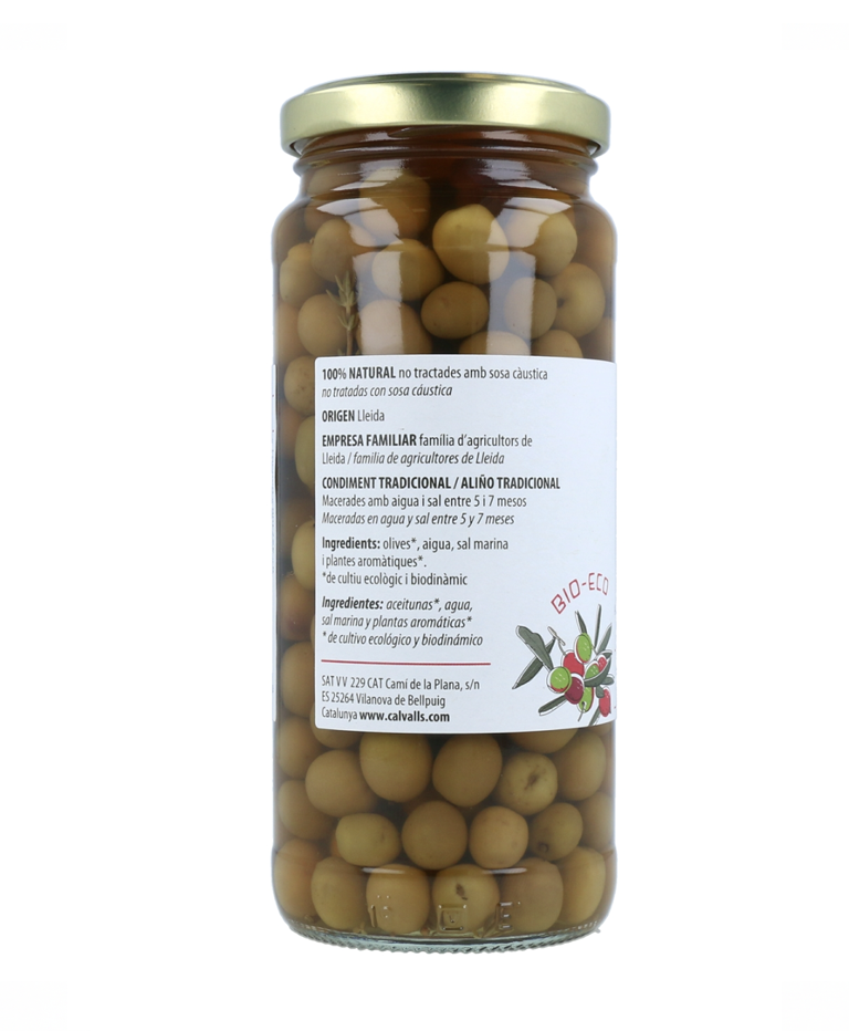Olivas Arbequinas Ecológicas Cal Valls - 200g | Maceración Tradicional | Sin Sosa Cáustica - Imagen 2