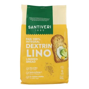 Pan Dextrin Lino 300g - Santiveri | 100% Integral, con Semillas de Lino y Alto en Fibra