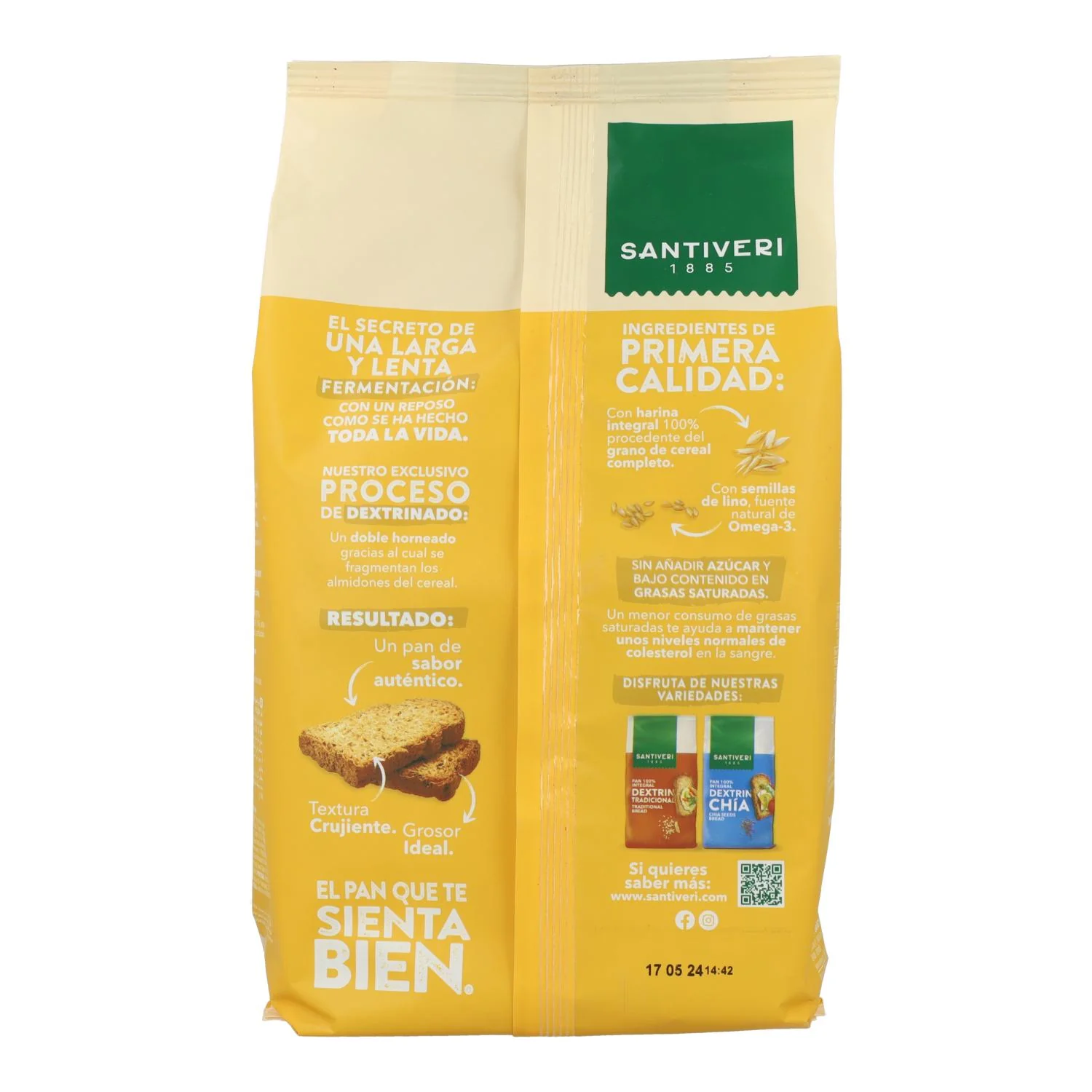 Pan Dextrin Lino 300g - Santiveri | 100% Integral, con Semillas de Lino y Alto en Fibra - Imagen 3