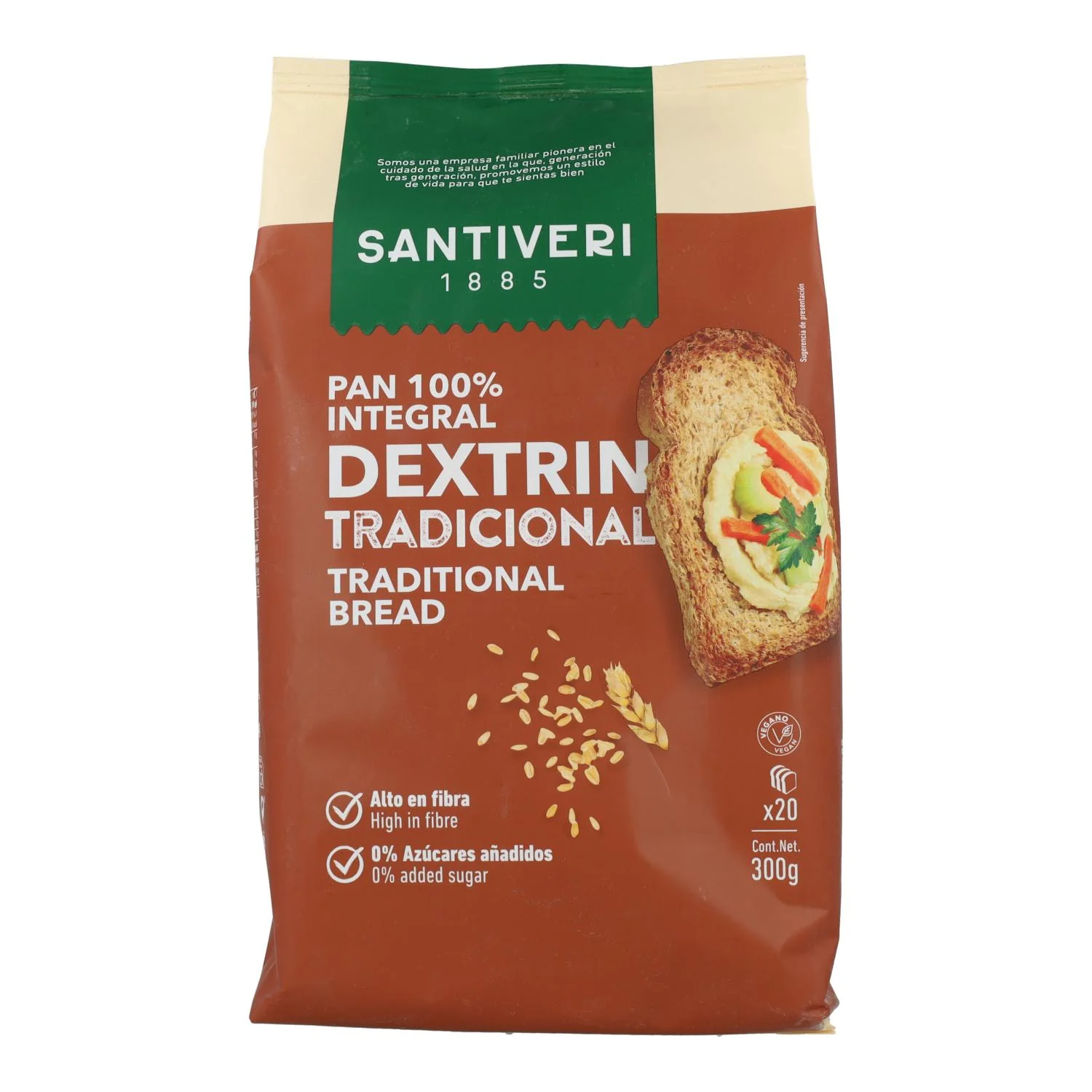 Pan Dextrin Tradicional 300g - Santiveri | 100% Integral, Digestivo y Crujiente