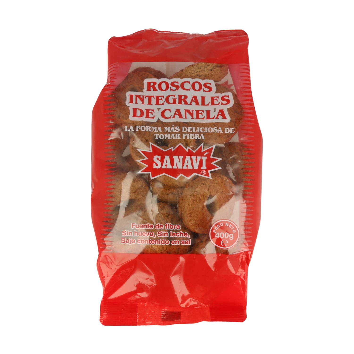 Roscos Integrales de Canela 400g - Sanavi | Fuente Natural de Fibra | Apto para Veganos