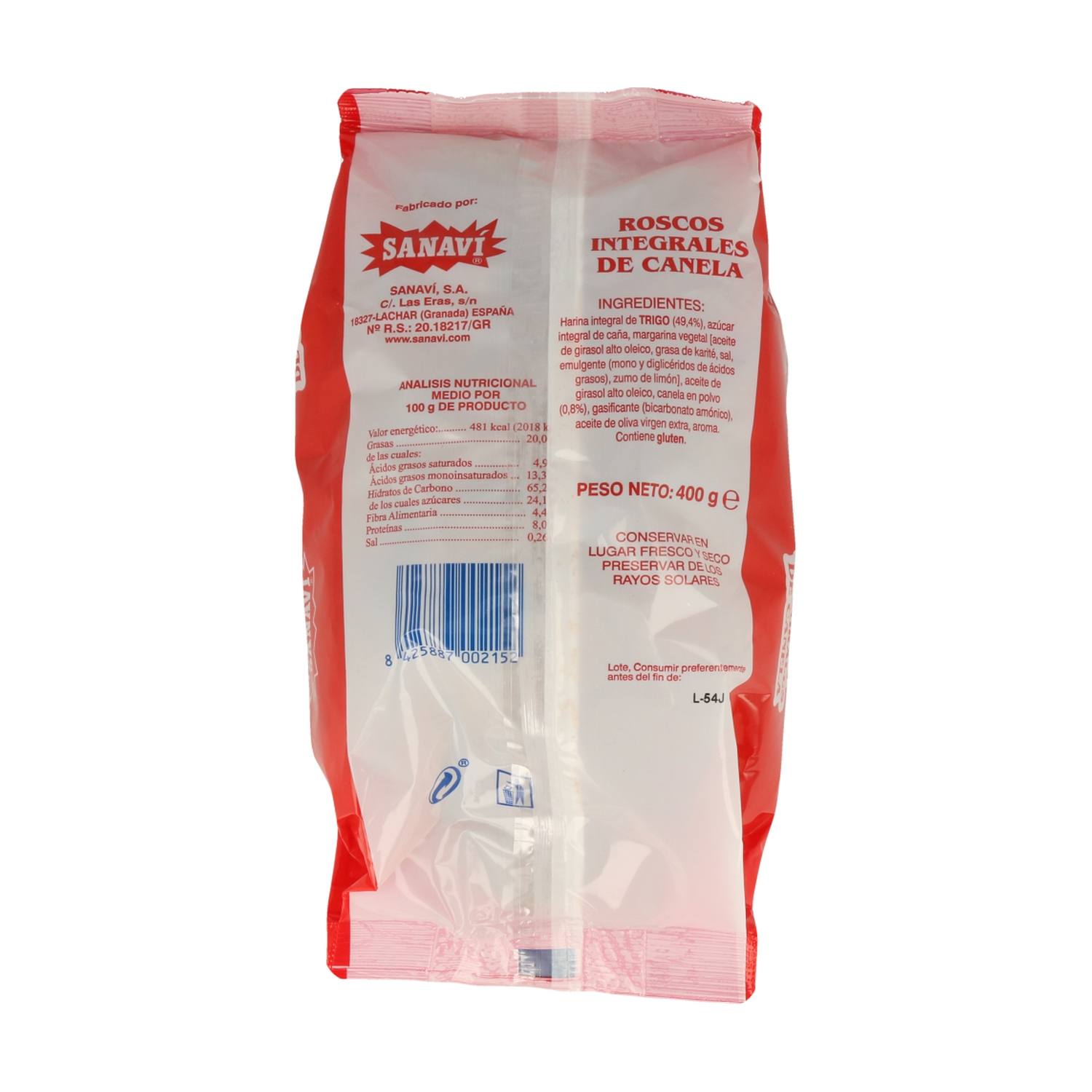 Roscos Integrales de Canela 400g - Sanavi | Fuente Natural de Fibra | Apto para Veganos - Imagen 2