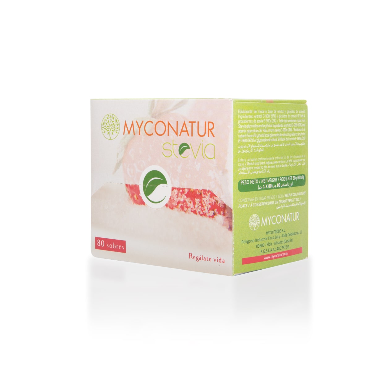 Stevia en Sobres 80 unidades – Myconatur | 0 Calorías | Ideal para Dietas Especiales y Endulzar Naturalmente - Imagen 2