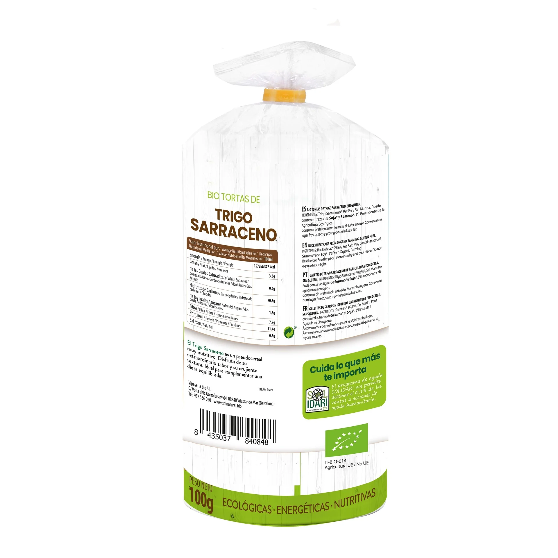 Tortitas de Trigo Sarraceno Ecológicas 100g - Sol Natural | Sin Gluten, Crujientes y Saludables - Imagen 2