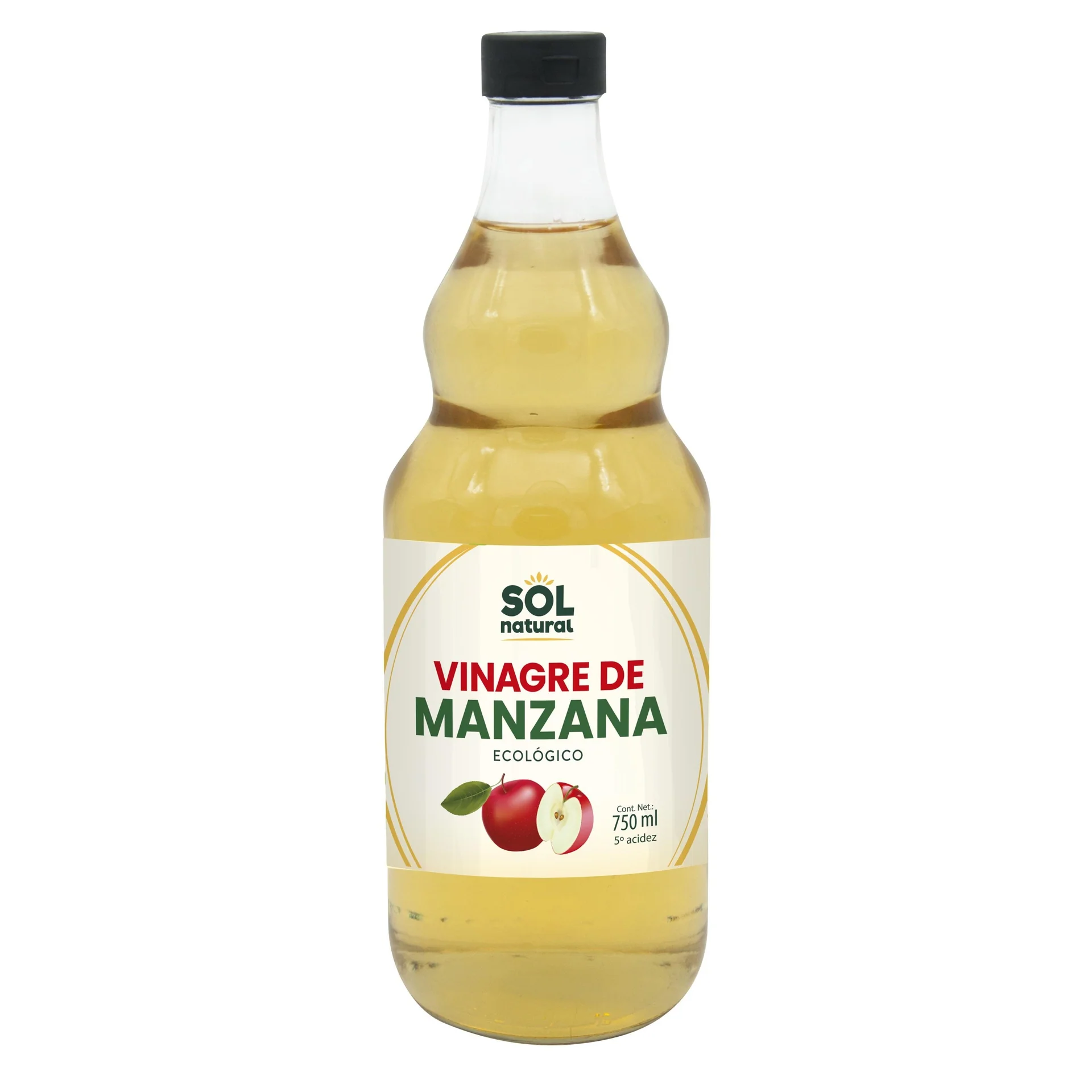 Vinagre de Manzana Ecológico Sol Natural - 750 ml | Con la Madre del Vinagre | Digestión y Depuración