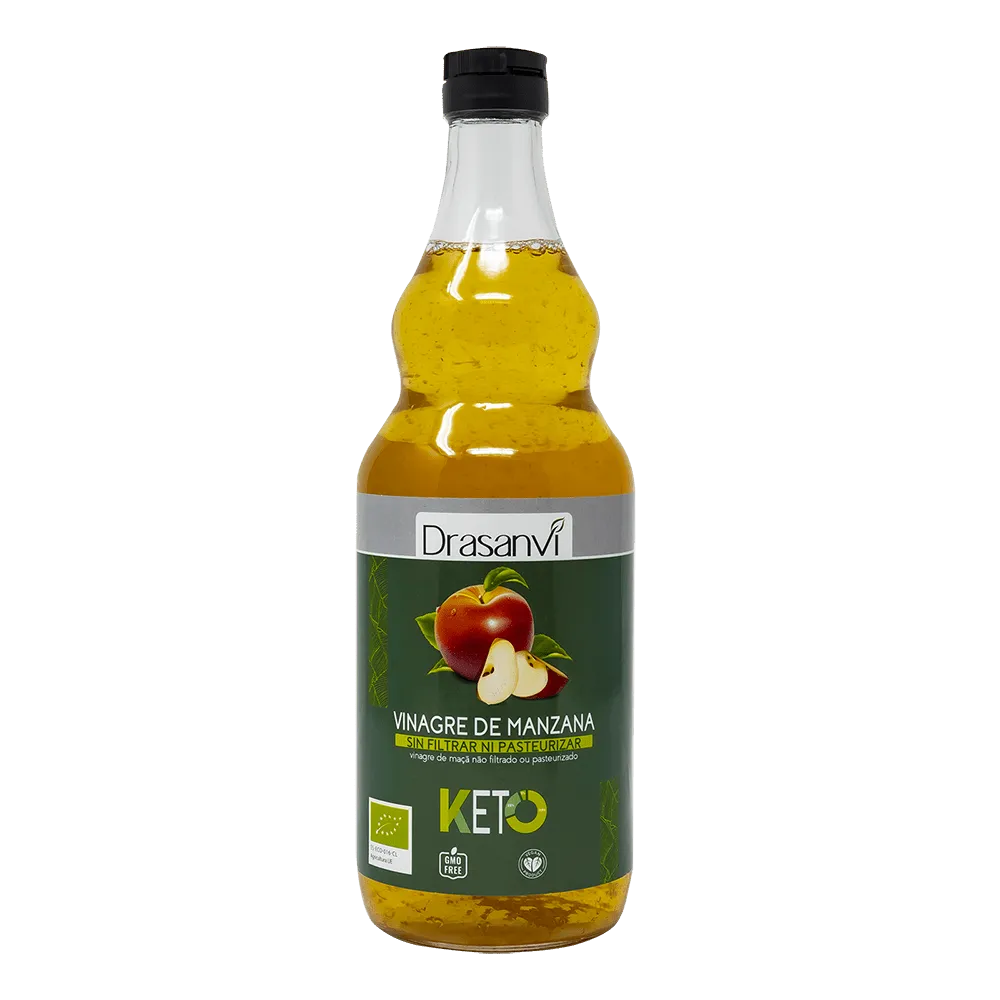 Vinagre de Manzana Ecológico KETO Drasanvi - 750 ml | Con la Madre | Sin Filtrar ni Pasteurizar | Para Dietas Cetogénicas