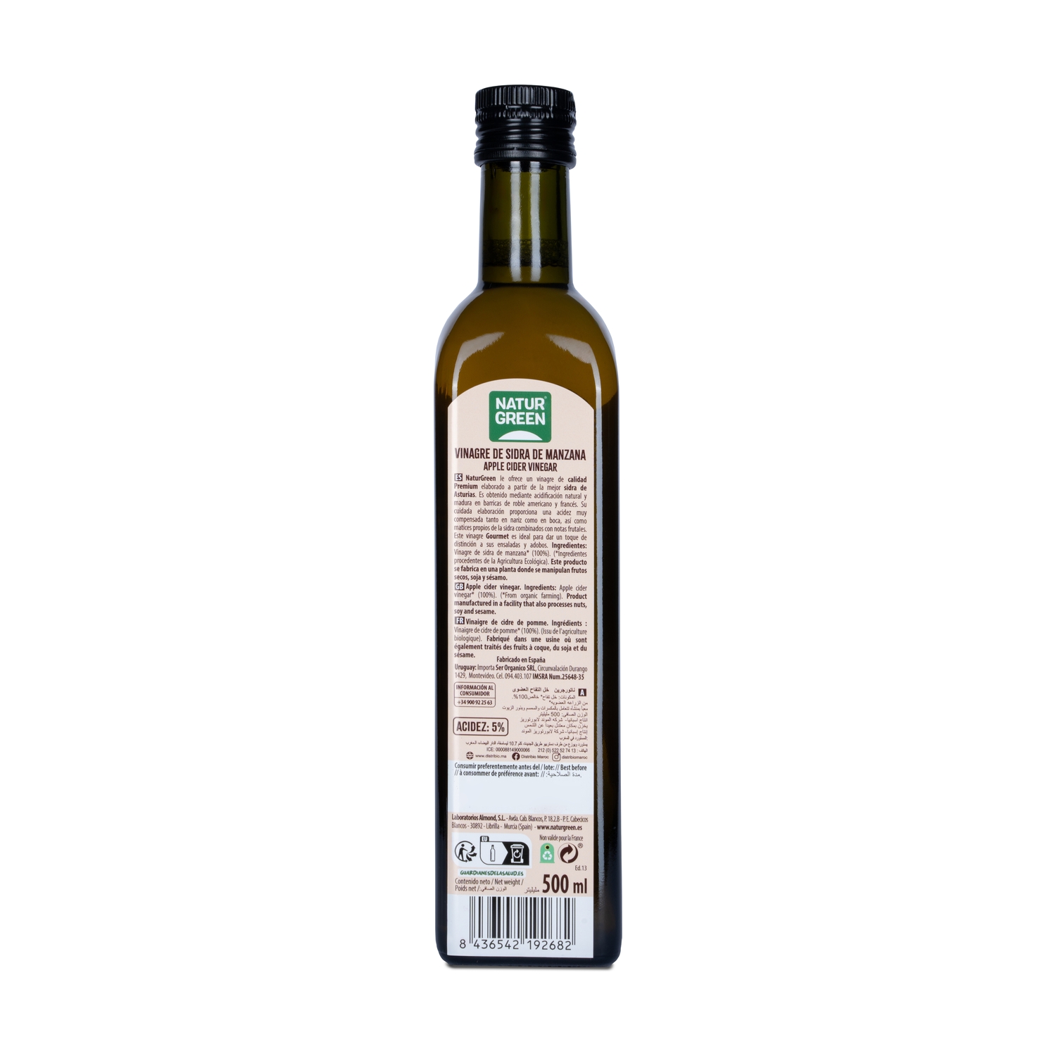 Vinagre de Sidra de Manzana Ecológico Naturgreen - 500 ml | Con la Madre | Sin Filtrar | Probiótico Natural - Imagen 2