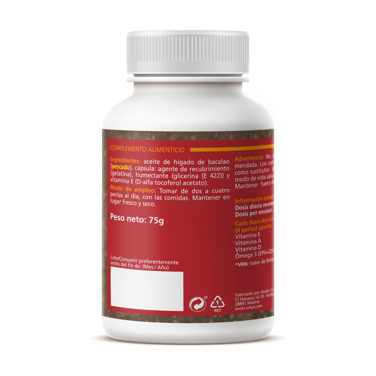 Hígado de Bacalao 110 perlas Sotya - Imagen 2